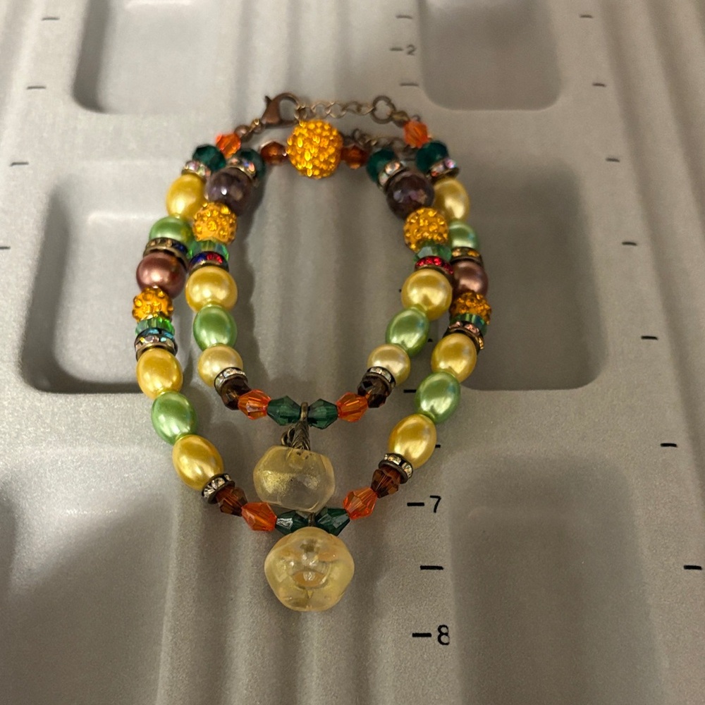 Handmade Beaded Dog Necklace & Matching Owner Bracelet Set for Fall Holidays
